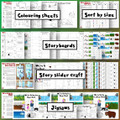 We're Going on a Bear Hunt coloring sheets, sort by size sheets, storyboards, story slider craft, jigsaws