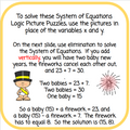 Systems of Equations Logic Picture Puzzles - New Year's Themed