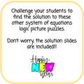 Systems of Equations Logic Picture Puzzles - New Year's Themed