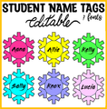 Winter Name Tags, Bright Snowflakes Student Nametags, Editable Cubby Labels