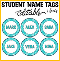 Printable Winter Colorful Snowflakes Student Name Labels, Name Tags