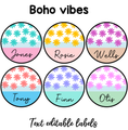 Printable Flower Student Name Labels, Colorful Botanical Nametags