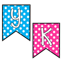 Printable Bulletin Board Bunting Banners, Polka Dots Alphabet Bunting Banners