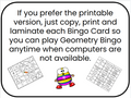 Geometry Bingo - Digital and Printable - Easter-Themed