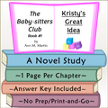The Babysitters Club Kristy's Great Idea Novel Study