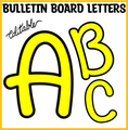 Printable Bright Yellow Color Bulletin Board Letters, Large Alphabet Letters