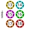 Printable Number Labels 1 to 36, Round Bright Number Labels, Editable