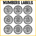 Black and White Number Labels, Printable Number Labels, Lockers Numbers