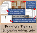 Francisco Pizarro Biography Writing Unit | 5th Grade & 6th Grade
