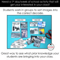 1st Day of School Activity US History Class Introduction Activity Back to School