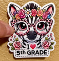  I ❤️ 5th Grade Zebra – 3"x3" Vinyl Waterproof Sticker