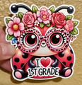   I ❤️ 1st Grade Ladybug – 3"x3" Waterproof Vinyl Sticker