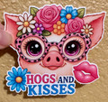 "Hogs and Kisses" Cute Pig Waterproof Vinyl Sticker – Floral Glasses & Fun Farm Pun