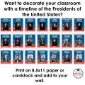 US History Presidents Timeline Classroom Decor Bulletin Boards Government Civics