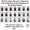 US History Presidents Timeline Bulletin Boards Government Civics 