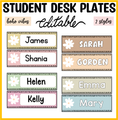 Boho Daisy Student Desk Labels, Floral Name Posters, Editable Classroom Labels