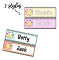 Printable Flowers Student Desk Plates, Editable Classroom Labels, Name Plates