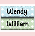Printable Polka Dots Student Desk Plates, Editable Classroom Labels, Name Plates