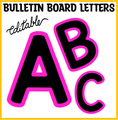 Printable Black and Bright Bulletin Board Letters, Vibrant Alphabet Letters