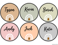 Printable Boho Name Plates, Round Student Nametags Bundle Pack