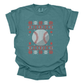 Baseball Christmas Sweater Print - Comfort Colors T-shirt