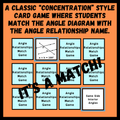 Angle Relationships Card Match Game | 8th Grade Geometry Activity