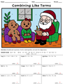 Whimsical Christmas Math Color by Number – Combining Like Terms (Santa Therapy)