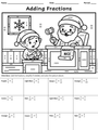 Christmas Math Color by Number – Adding Fractions with Unlike Denominators (5th)