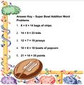 SUPER BOWL MATH: ADD/SUBTRACT/FRACTIONS WORD PROBLEMS (2ND) ANS. KEY