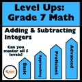 Level Ups: Adding and Subtracting Integers Practice Activity | 7th Grade Math