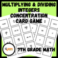 Multiplying & Dividing Integers Concentration Card Match Game | Grade 7 Math