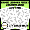 Finding Unknown Angles Concentration Card Match Game | 7th Grade Math Activity