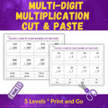 Leveled Multi-Digit Multiplication Cut and Paste Activities | 3rd 4th 5th Grade