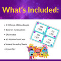 Multi-Digit Addition without Regrouping Task Cards - 2nd and 3rd Grade CRA Model
