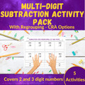 Multi-Digit Subtraction with Regrouping Leveled Activities - Grades 2 and 3