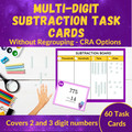 Multi-Digit Subtraction Task Cards - 2nd and 3rd Grade - CRA Friendly