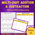 Multi-Digit Addition and Subtraction Activities Bundle for 2nd and 3rd Grade