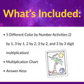 Leveled Multi-Digit Multiplication Color by Number Activities | 3rd 4th 5th