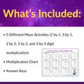 Multi-Digit Multiplication Maze Activities for 3rd 4th 5th Grade