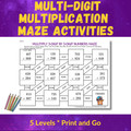 Multi-Digit Multiplication Maze Activities for 3rd 4th 5th Grade