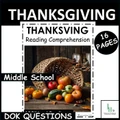 Thanksgiving Reading Comprehension Passage & Questions | No Prep November Activity | Middle School | DOK 1-4