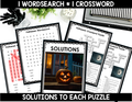 Halloween Word Search & Crossword Puzzles | October Activity | Middle School | No Prep