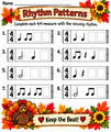 10624 : Turkey Time Rhythms | Thanksgiving Music Worksheets & Rhythm Activities Bundle