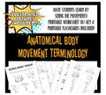 Anatomical Body Movements w/ Illustrations- Worksheet & Flashcards! Distance Learning Options!