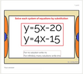 Solving Systems of Equations using Substitution: Google Quiz - 20 Problems