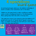 Maths Four Operation Board Game - for up to 8 players