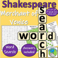 William Shakespeare - The Merchant of Venice (Character Name Wordsearch)