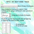Sight Word Trace Fry's 100