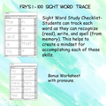 Sight Word Trace Fry's 100