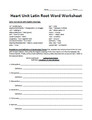 Heart Unit Latin Root Word Worksheet - FREE